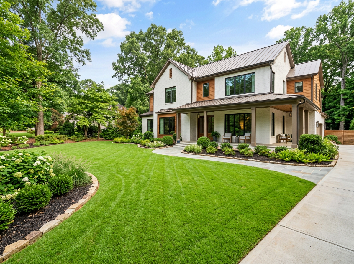 Established green residential lawn in metro Atlanta grown from hydroseeding